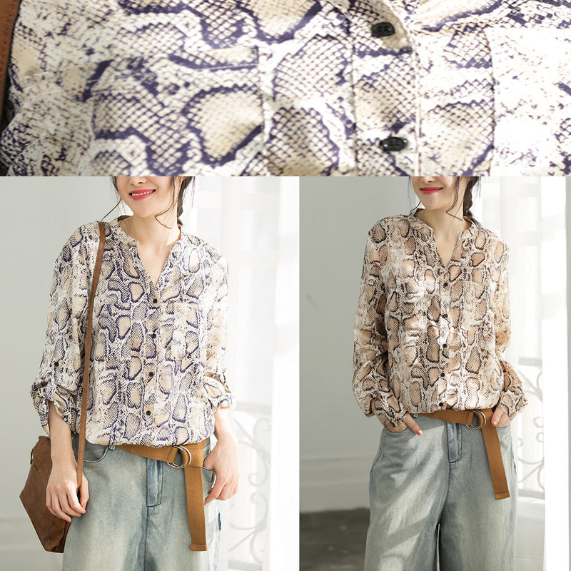 V Neck Cotton Blouse Shape Yellow Brown Silhouette Blouse