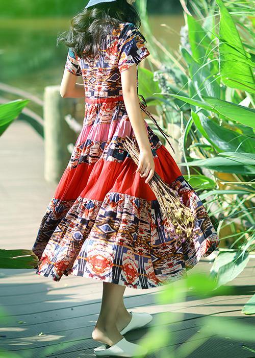 V Neck Drawstring Cotton Clothes for Wardrobes Dresses Summer