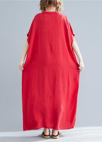 V Neck Pockets Cotton Linen Summer Soft Surroundings Work Red Dress