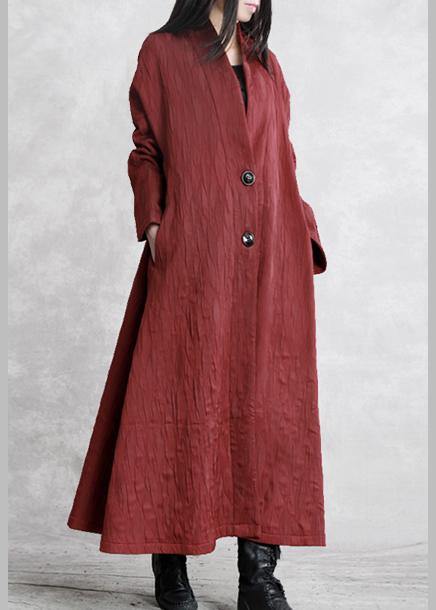 V Neck Pockets Fine Fall Clothes Red Art Outwear