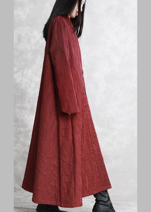 V Neck Pockets Fine Fall Clothes Red Art Outwear