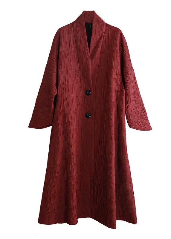 V Neck Pockets Fine Fall Clothes Red Art Outwear