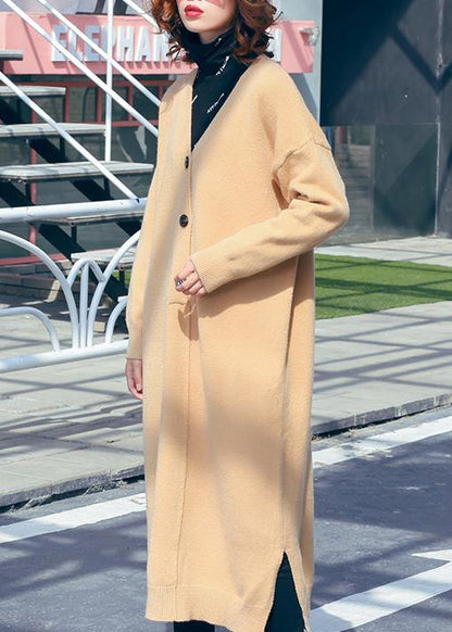 V Neck Side Open Sweater Outfits Classy Khaki Hipster Sweater Dress