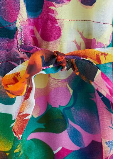 V Neck Tie Waist Cotton Ideas Purple Print Dress Summer