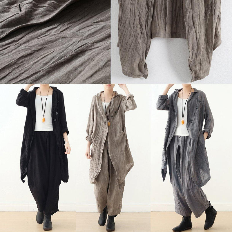 V Neck Cinched Trench Coat Khaki Baggy Outwear Fall