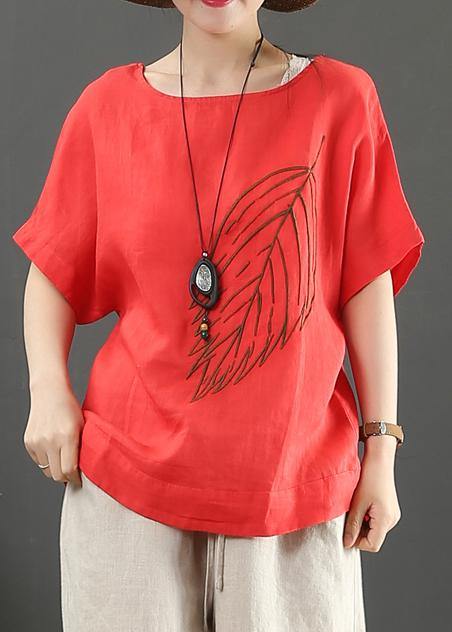 White Linen Tops O Neck Baggy Summer Blouse
