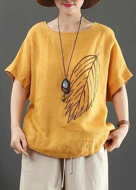 White Linen Tops O Neck Baggy Summer Blouse