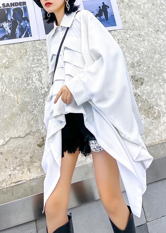 White Shirts Lapel Cinched Dresses Tops
