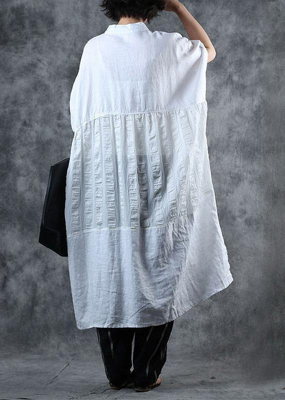 White Fine Crane Coats Work Outfits Low High Design Stand Collar Coats
