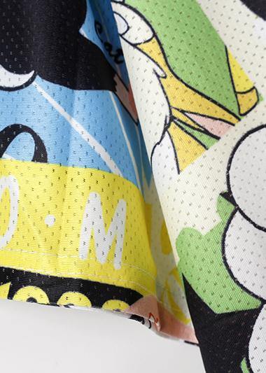 Yellow Cotton Wardrobes Cartoon Print Knee Summer Dresses