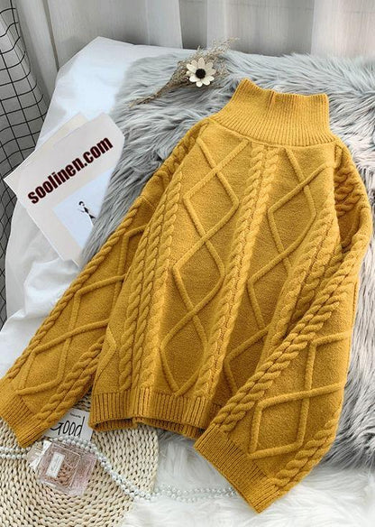 Yellow Crane Tops High Neck Thick Fall Knitwear