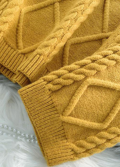 Yellow Crane Tops High Neck Thick Fall Knitwear