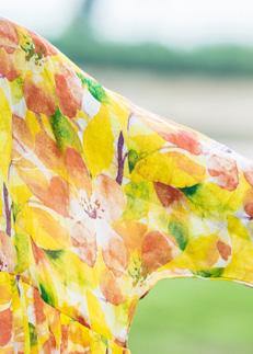 Yellow Print Linen Dresses O Neck Asymmetric Traveling Summer Dresses