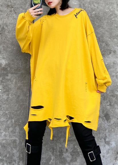 Women yellow shirts Tutorials o neck Hole spring blouses