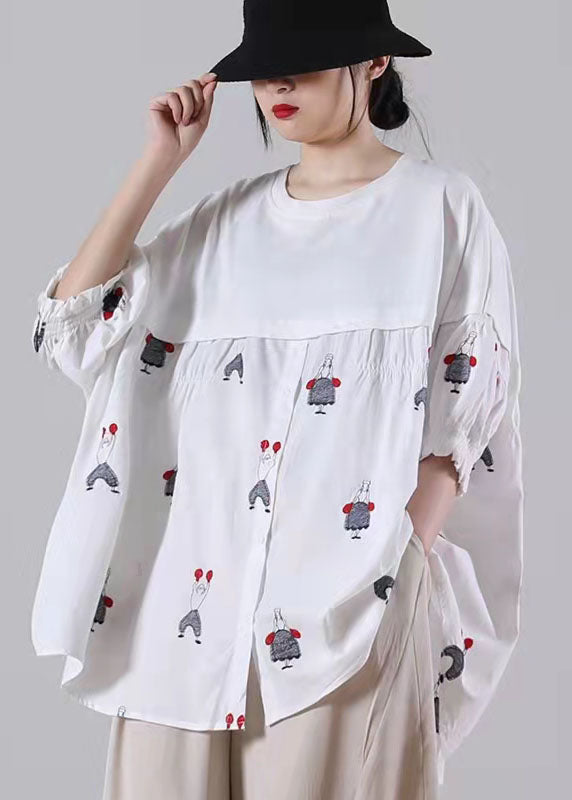 Patchwork Spring Blouse Black Tops