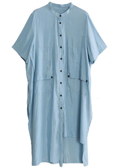 Personality Suit Blue Irregular Long Shirt White Wide Leg Pants