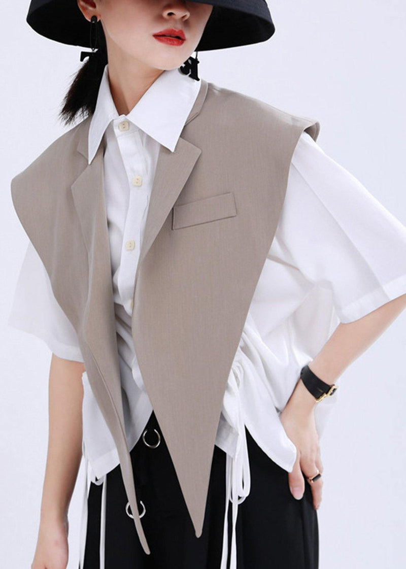 Khaki Clothes With Magic Weapon Suit Collar Vest
