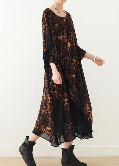 Loose Large Irregular Leopard Chiffon Dress