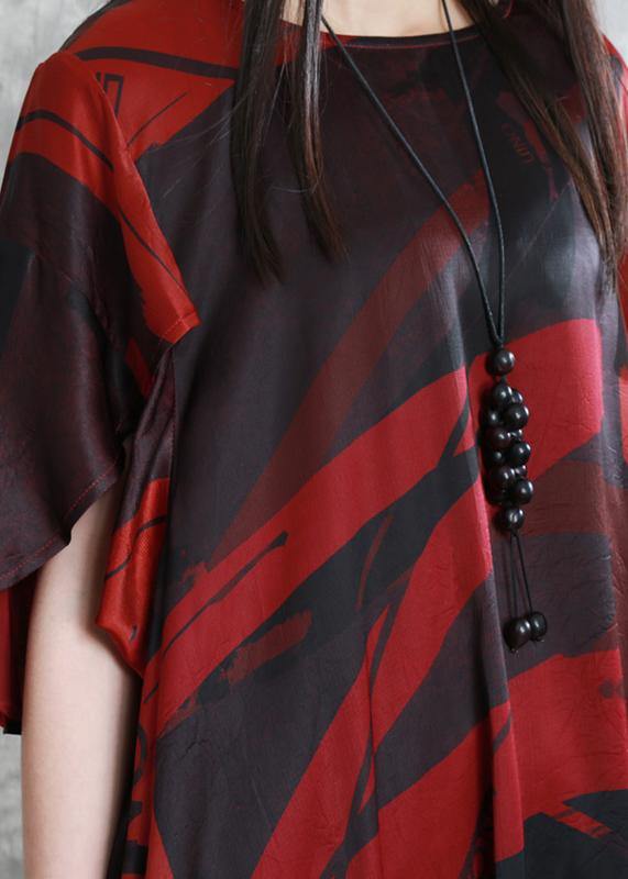 Loose Silk Silk Red Suit Literary Irregular Long Top Wide Leg Pants