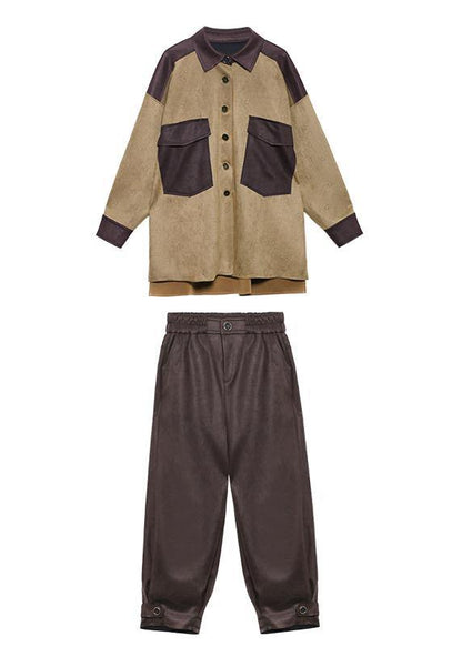 Autumn Tooling Retro Jacket and Pants Two-piece