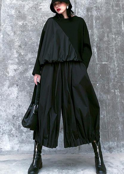Baggy Pleated Wide Leg Pants High Waist Black Pants