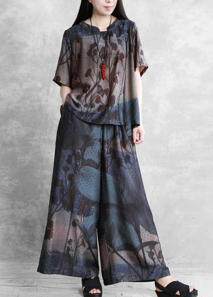 Two-piece Loose-fitting Sleeves and Wide-leg Pants