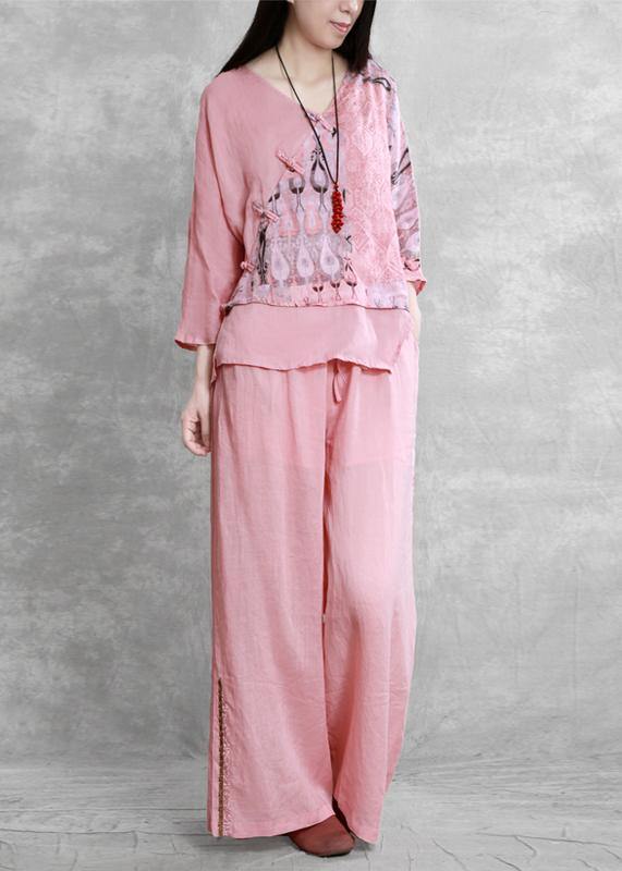 National Style Suit Two-piece Top Wide-leg Pants Two-piece