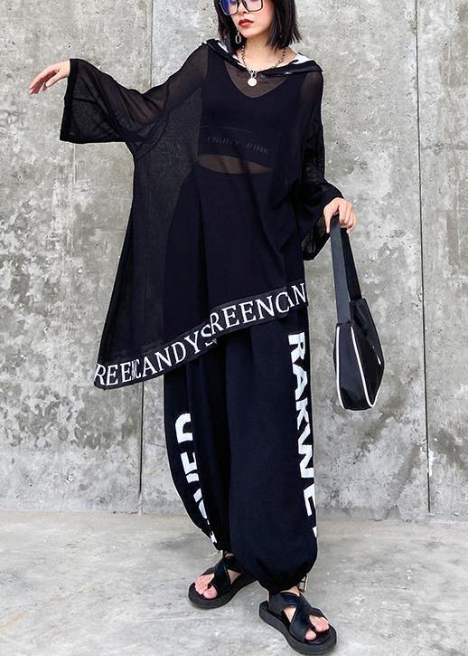 Black Letters Are Thin and Fashionable Early Autumn Knitted Sweater Bloomers Two-piece Suit