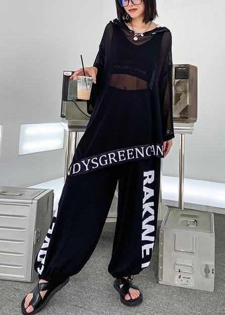 Black Letters Are Thin and Fashionable Early Autumn Knitted Sweater Bloomers Two-piece Suit