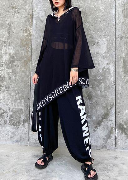 Black Letters Are Thin and Fashionable Early Autumn Knitted Sweater Bloomers Two-piece Suit