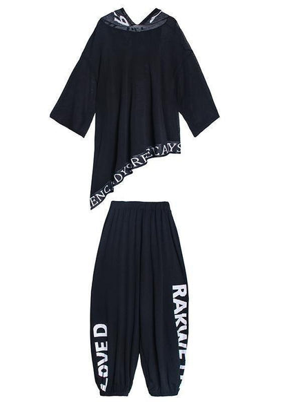 Black Letters Are Thin and Fashionable Early Autumn Knitted Sweater Bloomers Two-piece Suit
