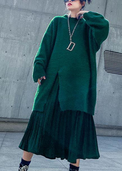 Spring Sweater Mid-length Velvet Skirt Pleated Skirt Two-piece