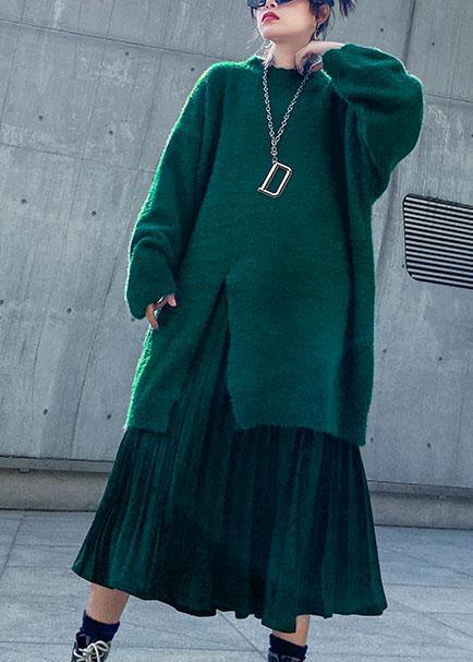 Spring Sweater Mid-length Velvet Skirt Pleated Skirt Two-piece