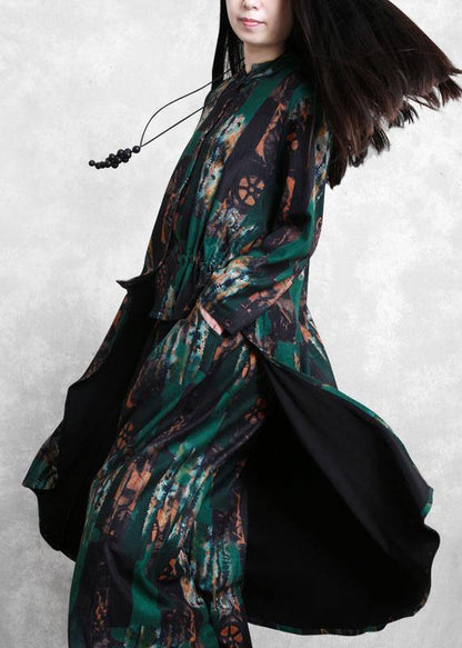 Suit New Two-piece Green Print Irregular Top + Wide Leg Pants
