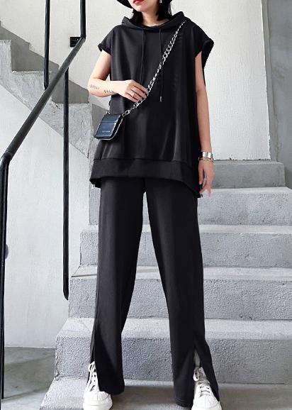 Suit Show Thin Sports Leisure Black Two Piece Set