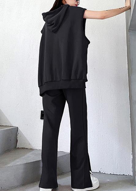 Suit Show Thin Sports Leisure Black Two Piece Set