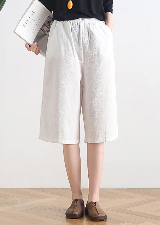 Summer New Loose High Waist Five Points Wide Leg Pants Linen Burgundy Straight Shorts