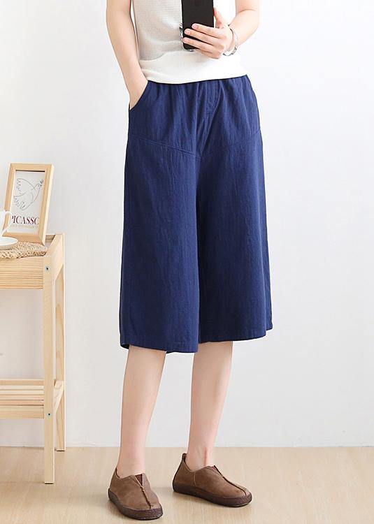 Summer New Loose High Waist Five Points Wide Leg Pants Linen Burgundy Straight Shorts