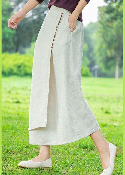 White Skirt, Loose High Waist A-line Skirt