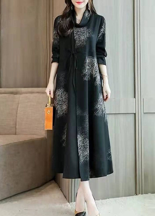 Black Prints Fine Coat for Woman Photography Low High Design Hooded Coat