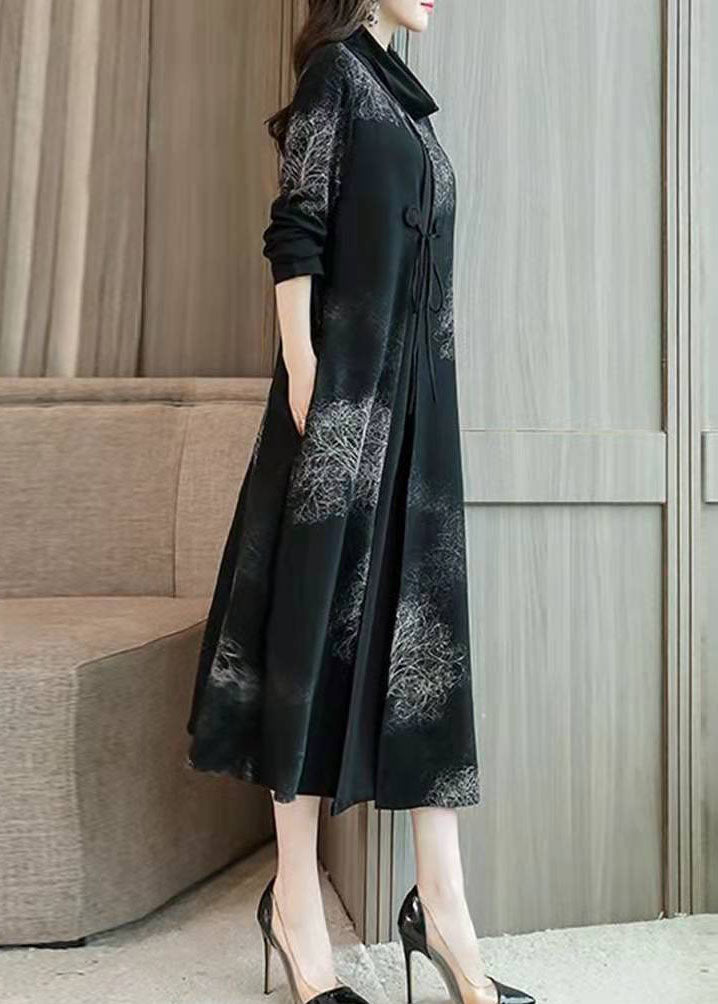 Black Prints Fine Coat for Woman Photography Low High Design Hooded Coat