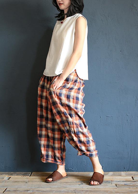 Xia Xin Original Design Cotton and Linen Pants Female Loose Nine Points Pants Elastic Waist