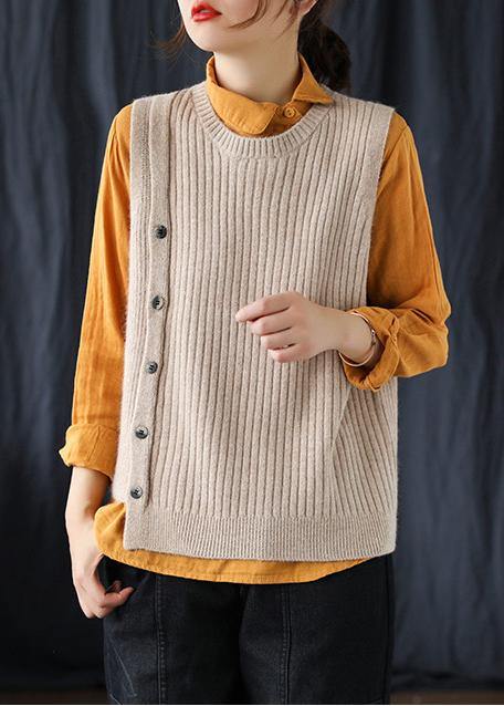 Yellow Crane Tops O Neck Sleeveless Spring Sweaters