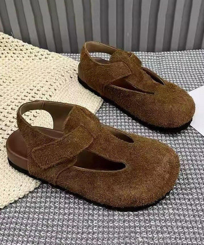 Yellow Flats Suede Comfy Hollow Out Flat Shoes
