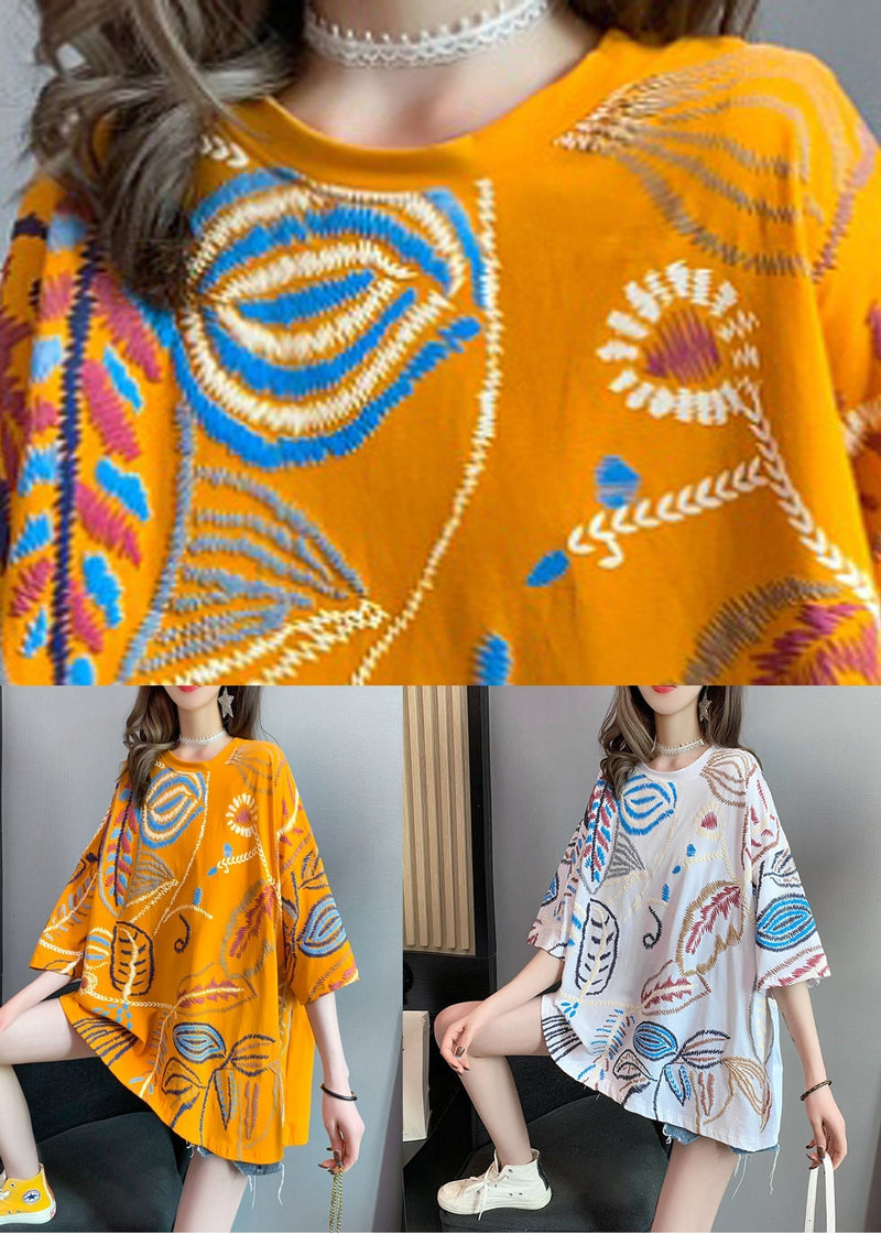 Yellow O-neck Cozy T Shirt Summer