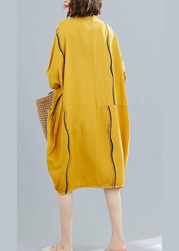 Yellow Peter Pan Collar Button Summer Party Dresses Half Sleeve