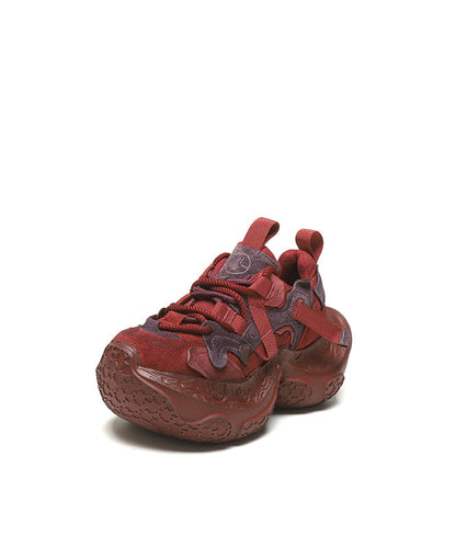 Yellow Platform Shoes Suede Splicing Lace Up