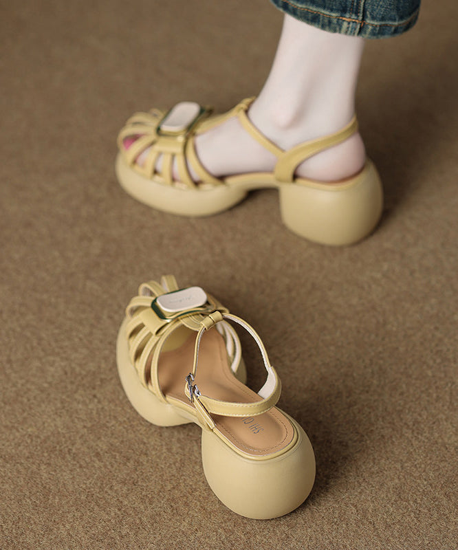 Yellow Sandals Platform Faux Leather Sandals