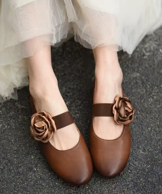 Yellow Sheepskin Fine Splicing Flat Shoes for