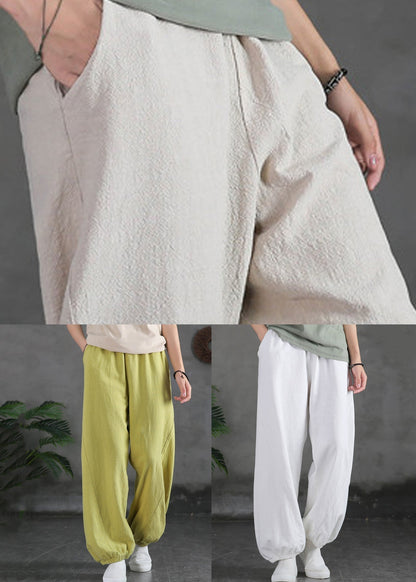 Yellow Cotton Beam Pants Elastic Waist Spring
